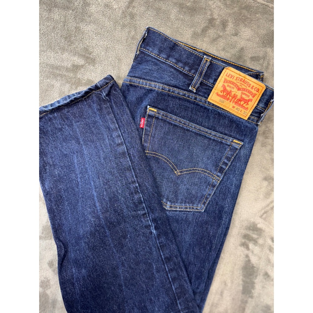 Levi's 505 Regular Fit‎ Jeans Mens W40 L30 Dark Wash Denim Classic